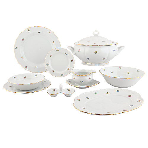Сервиз столовый 6пер 25пр с супником с салатниками Мелкие цветы