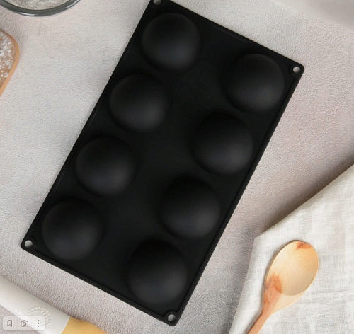 Форма для выпечки 29*17см, 8 ячеек, Полусфера Форма для выпечки 29*17см, 8 ячеек, Полусфера