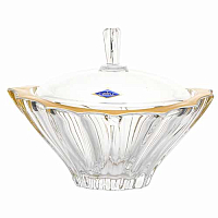 Конфетница 22см с крышкой Plantica gold rim Aurum Crystal