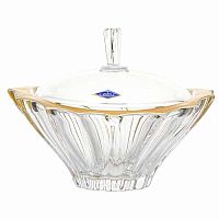 Конфетница 22см с крышкой Plantica gold rim Aurum Crystal