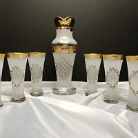 Набор 7пр графин и стаканы Каро Х-ка золото с камнями Balvinglass