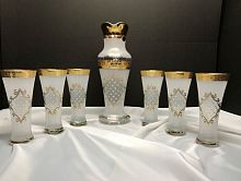 Набор 7пр графин и стаканы Каро Х-ка золото с камнями Balvinglass