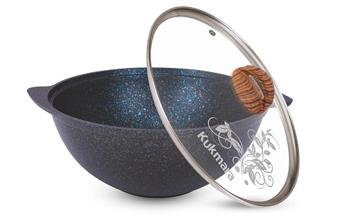 Казан для плова 4,5л со стек крышкой Granit ultra Blue Kukmara