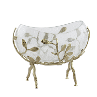 Конфетница ладья Золото Белый обгез 21*12*19,5см Taj Glass