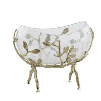 Конфетница ладья Золото Белый обгез 21*12*19,5см Taj Glass