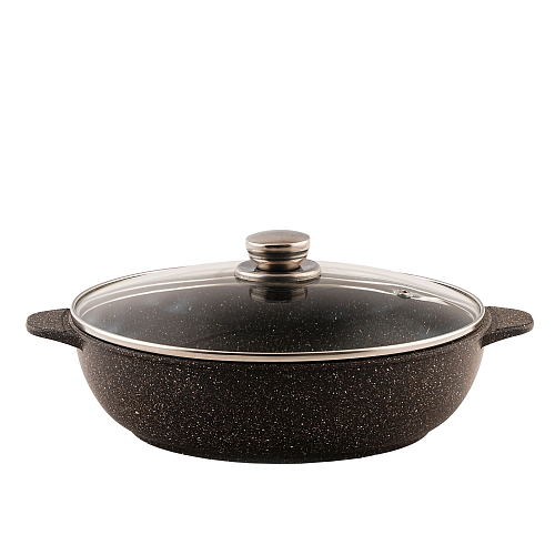 Жаровня 26см с крышкой Гранит Мегалит Кукмара