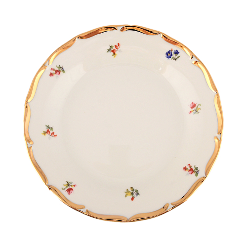 Набор тарелок 19см 6шт Мелкие цветы широкая кайма Слоновая кость