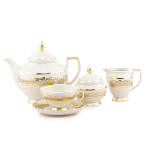 Сервиз чайный 6пер 15пр Constanza Creme Gold 9359