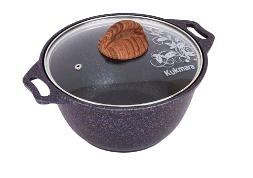 Кастрюля 2л со стекл. крышкой Granit ultra Blue Kukmara