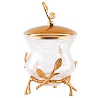 Банка для меда Золото Белый обгез Taj Glass