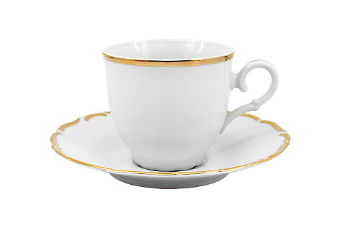 Набор чайных пар 150мл высокие 6шт Отводка золото широкая