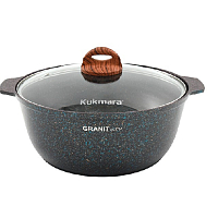 Жаровня 5л 28см со стеклянной крышкой Granit Ultra Blue Кукмара