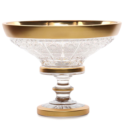 Конфетница 20см н/н 1шт хрусталь с золотом Снежинка Конфетница 20см н/н 1шт хрусталь с золотом Снежинка