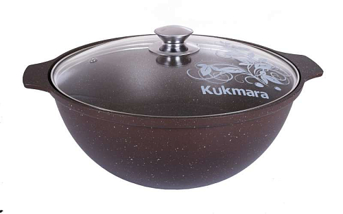 Казан для плова 4,5л со стекл. кр Кофейный мрамор Кукмара