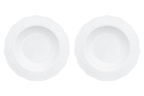 Набор суповых тарелок 22см 2шт Белый узор Elan Gallery