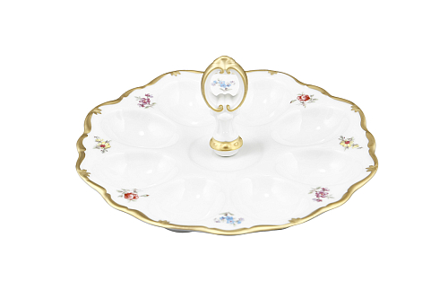 Поднос для яиц 20см с ручкой Мейсенский цветок Queen's Crown