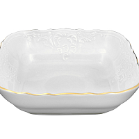 Салатник 16см квадратный Белый узор слоновая кость Bernadotte