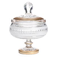 Конфетница с крышкой 16.5см н/н 1шт хрусталь с золотом Moser Crystal HeArt