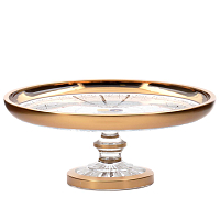 Тортница 31,5см н/н хрусталь с золотом Снежинка Crystal HeArt