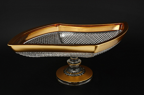 Фруктовница 45см н/н 1шт хрусталь с золотом Фелиция