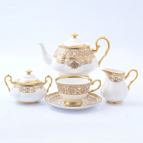 Сервиз чайный 6пер 15пр Prouna Golden Romance Cream Gold
