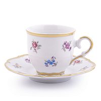 Набор кофейных пар 110мл 6шт Мокко Мейсенский цветок Queen's Crown