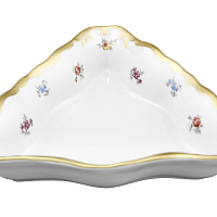 Салатник 22см треугольный Мейсенский цветок Queen's Crown