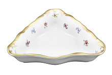 Салатник 22см треугольный Мейсенский цветок Queen's Crown