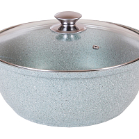 Кастрюля-жаровня 3л со стек. кр Фисташковый мрамор Кукмара