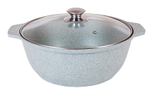 Кастрюля-жаровня 3л со стек. кр Фисташковый мрамор Кукмара