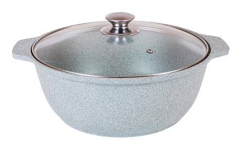 Кастрюля-жаровня 3л со стек. кр Фисташковый мрамор Кукмара