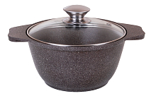 Кастрюля 3л со стеклянной крышкой Кофейный Мрамор Кукмара