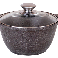 Кастрюля 3л со стеклянной кр Кофейный Мрамор Кукмара