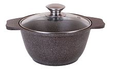 Кастрюля 3л со стеклянной кр Кофейный Мрамор Кукмара