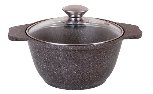 Кастрюля 3л со стеклянной кр Кофейный Мрамор Кукмара