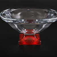 Фруктовница 34см Magma красная ножка Crystalite Bohemia