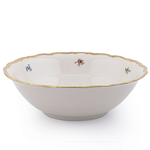 Салатник 26см круглый Мейсенский цветок слоновая кость Аристократ Queen's Crown Салатник 26см круглый Мейсенский цветок слоновая кость Аристократ Queen's Crown