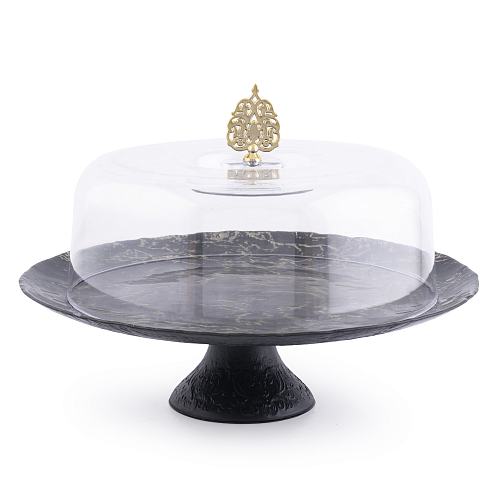 Фруктовница на ножке 33см c крышкой Black