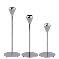 Набор подсвечников 3шт высокие серебро