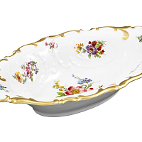 Блюдо овальное 31см ажурное Мейсенский букет Queen's Crown