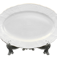 Блюдо овальное 26см 1шт Белый узор слоновая кость Bernadotte