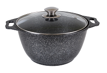 Кастрюля 4л со стек. крышкой Темный мрамор Кукмара