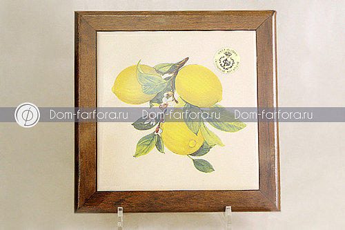 Подставка под горячее из дерева с керамикой Итальянские лимоны (без кор)