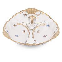 Кабаретница 26см 3 секции Мейсенский цветок слоновая кость Аристократ Queen's Crown