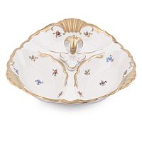 Кабаретница 26см 3 секции Мейсенский цветок слоновая кость Аристократ Queen's Crown