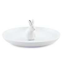 Блюдо 20,5см Зайка в золотом белый Доляна