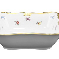 Салатник 23см квадратный глубокий Мейсенский цветок Queen's Crown