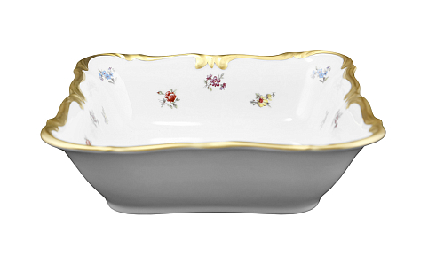 Салатник 23см квадратный глубокий Мейсенский цветок Queen's Crown