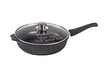 Сковорода 28см со с/ручкой и стек крышкой Гранит Black Мечта