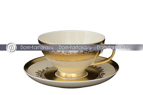 Набор чайных пар 6шт Constanza Cremе Gold 9320 Falkenporzellan 